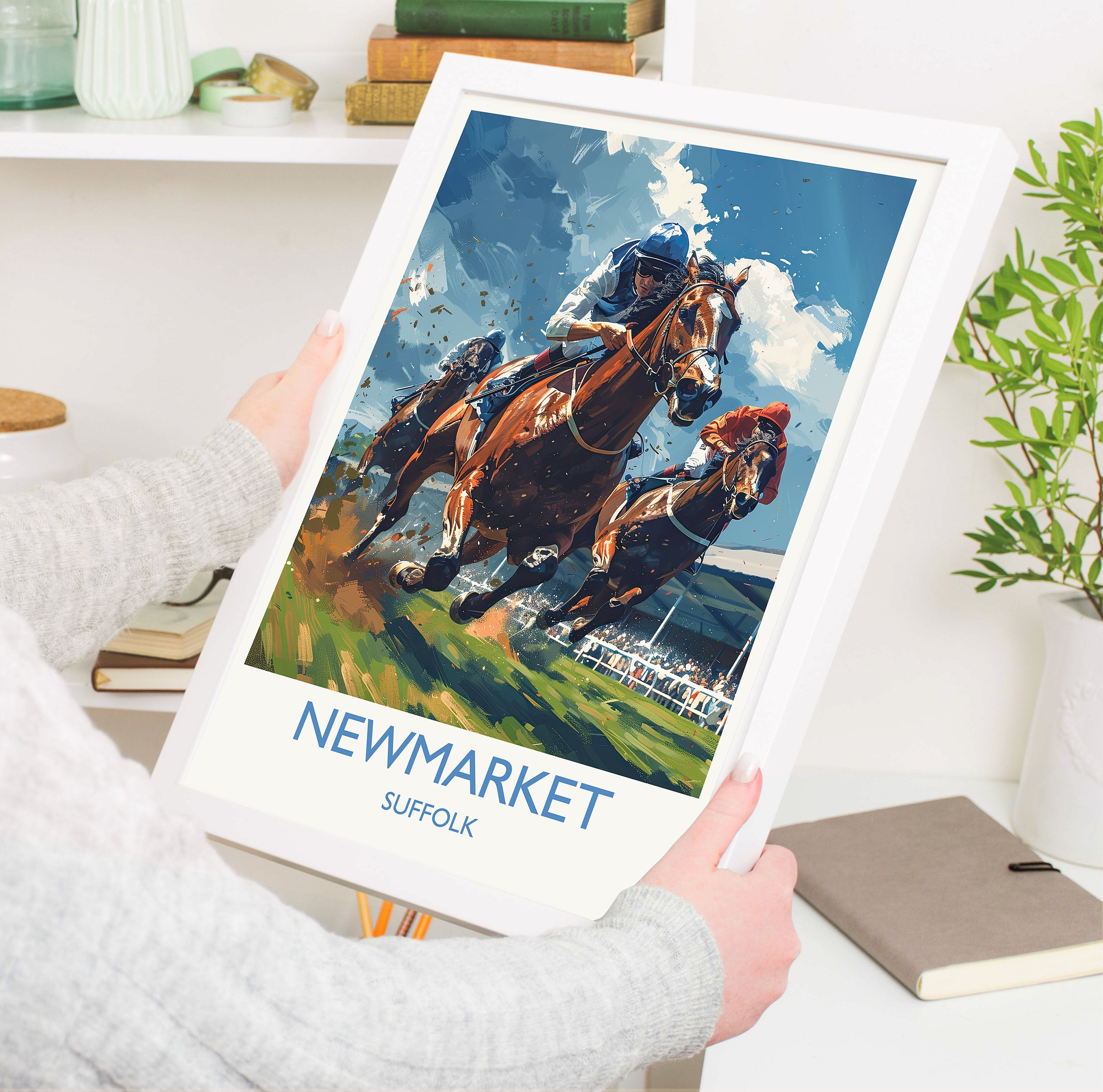 Newmarket Travel Poster Wall Art, Travel Print of Newmarket , Suffolk England, Newmarket Races Art Lovers Gift, England Art Gift NQ Media Designs