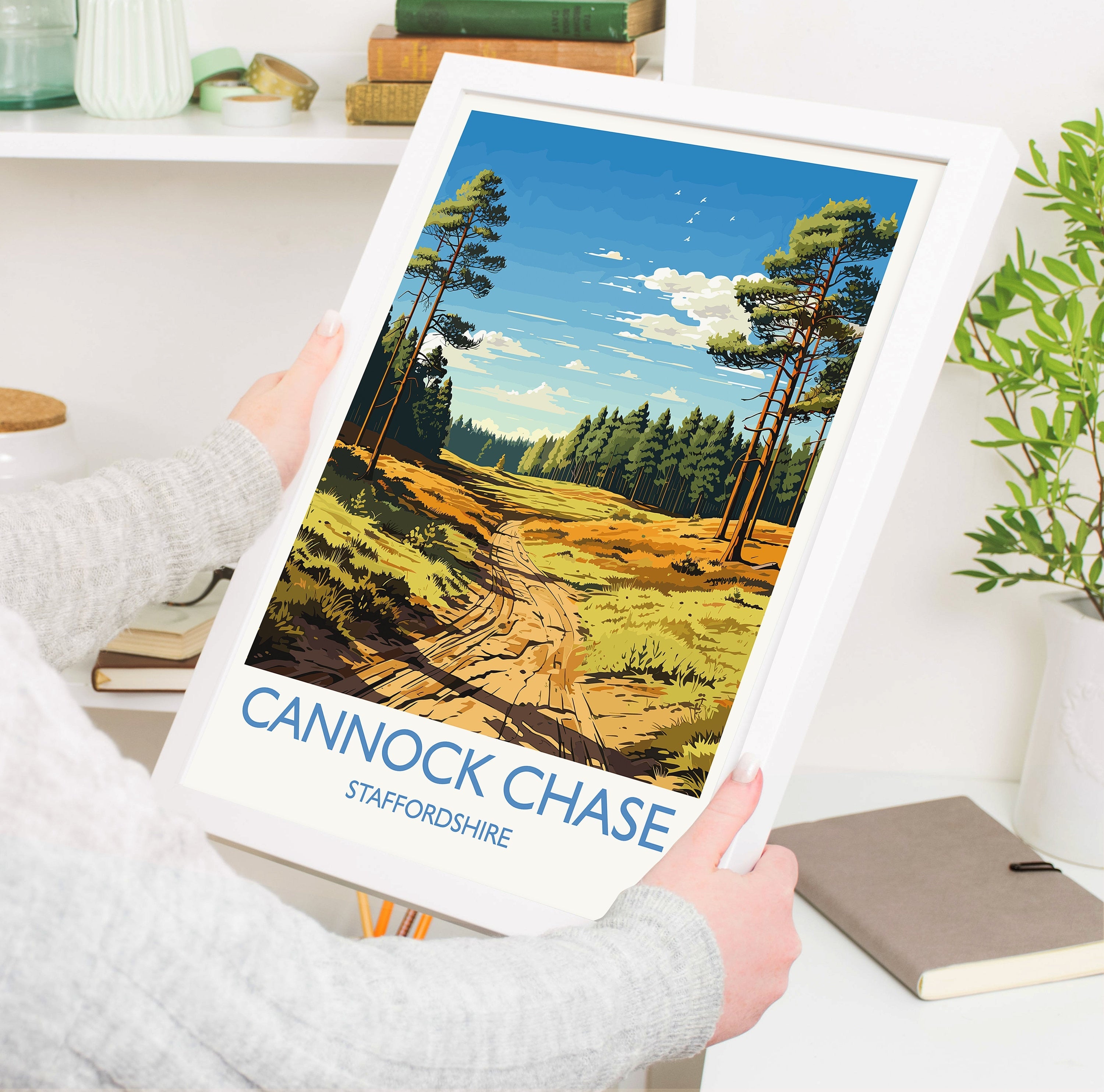 Cannock Chase Travel Poster, Travel Print of Cannock Chase, England, Staffordshire Art, Cannock Chase Art Lovers Gift, Wall Art Print NQ Media Designs