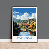 Ironbridge Travel Print, Travel Poster of Ironbridge, England, Shropshire Art, Ironbridge Art Lovers Gift, Wall Art Print NQ Media Designs