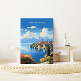 Lake Maggiore Travel Poster Wall Art, Travel Print of Lake Maggiore, Lake Maggiore Art Lovers Gift, Italy, Italian Lakes Art Gift NQ Media Designs