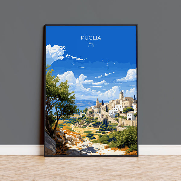 Puglia Travel Print Wall Art, Travel Poster of Puglia, Puglia Art Lovers Gift, Italy, Italy Art Gift