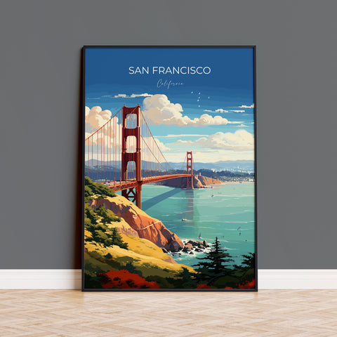 San Francisco Travel Poster, Travel Print of San Francisco, California, San Francisco Art Lovers Gift, USA Gift, Wall Art Print