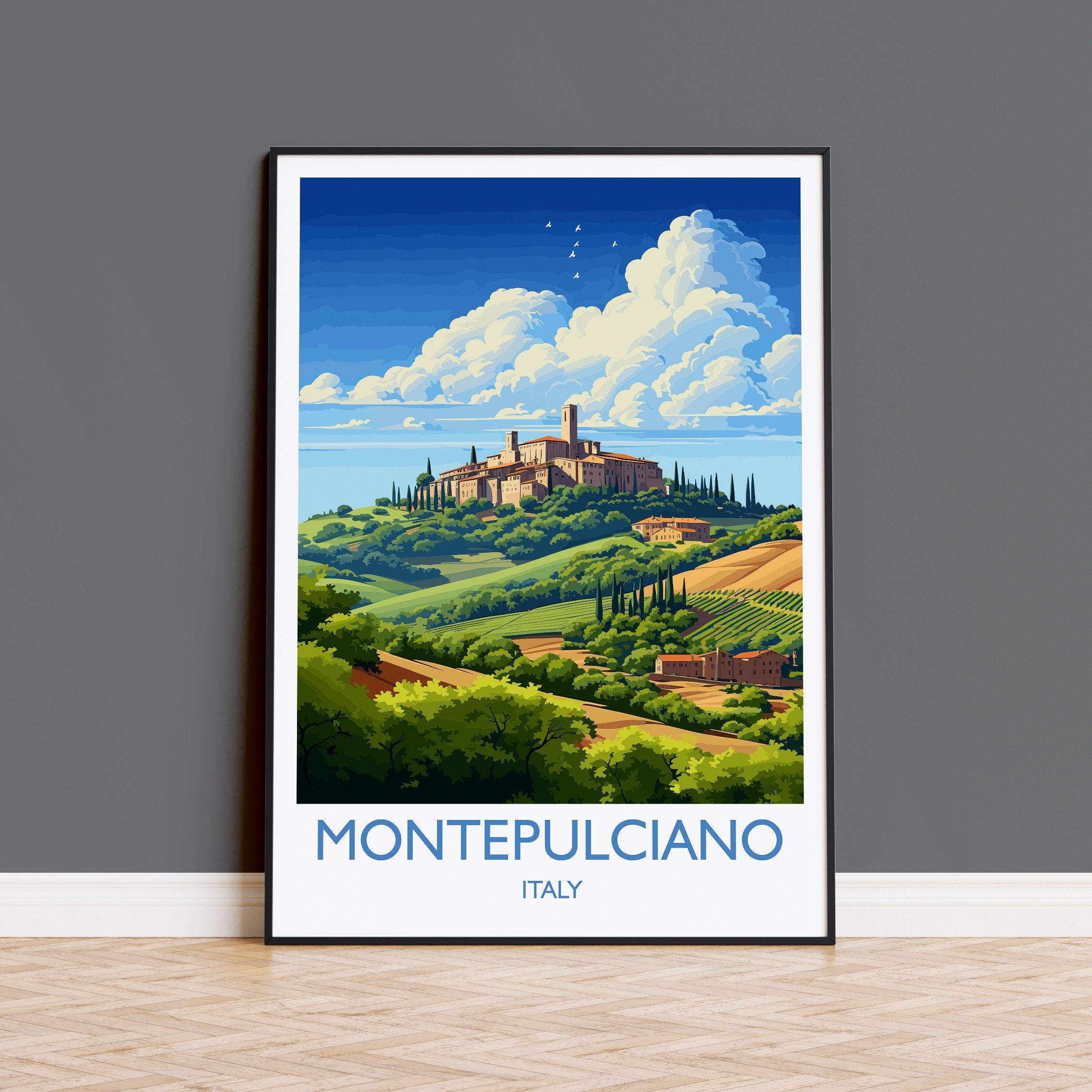 Montepulciano Travel Print Wall Art, Travel Poster of Montepulciano, Montepulciano Art Lovers Gift, Italy, Italy Art Gift NQ Media Designs