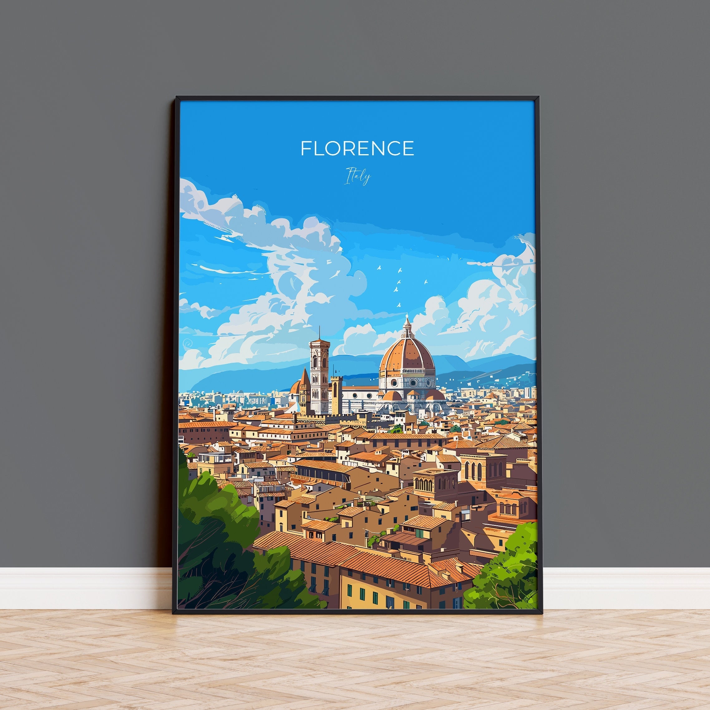 Florence Travel Poster Wall Art, Travel Print of Florence, Florence Art Lovers Gift, Italy, Italy Art Gift NQ Media Designs
