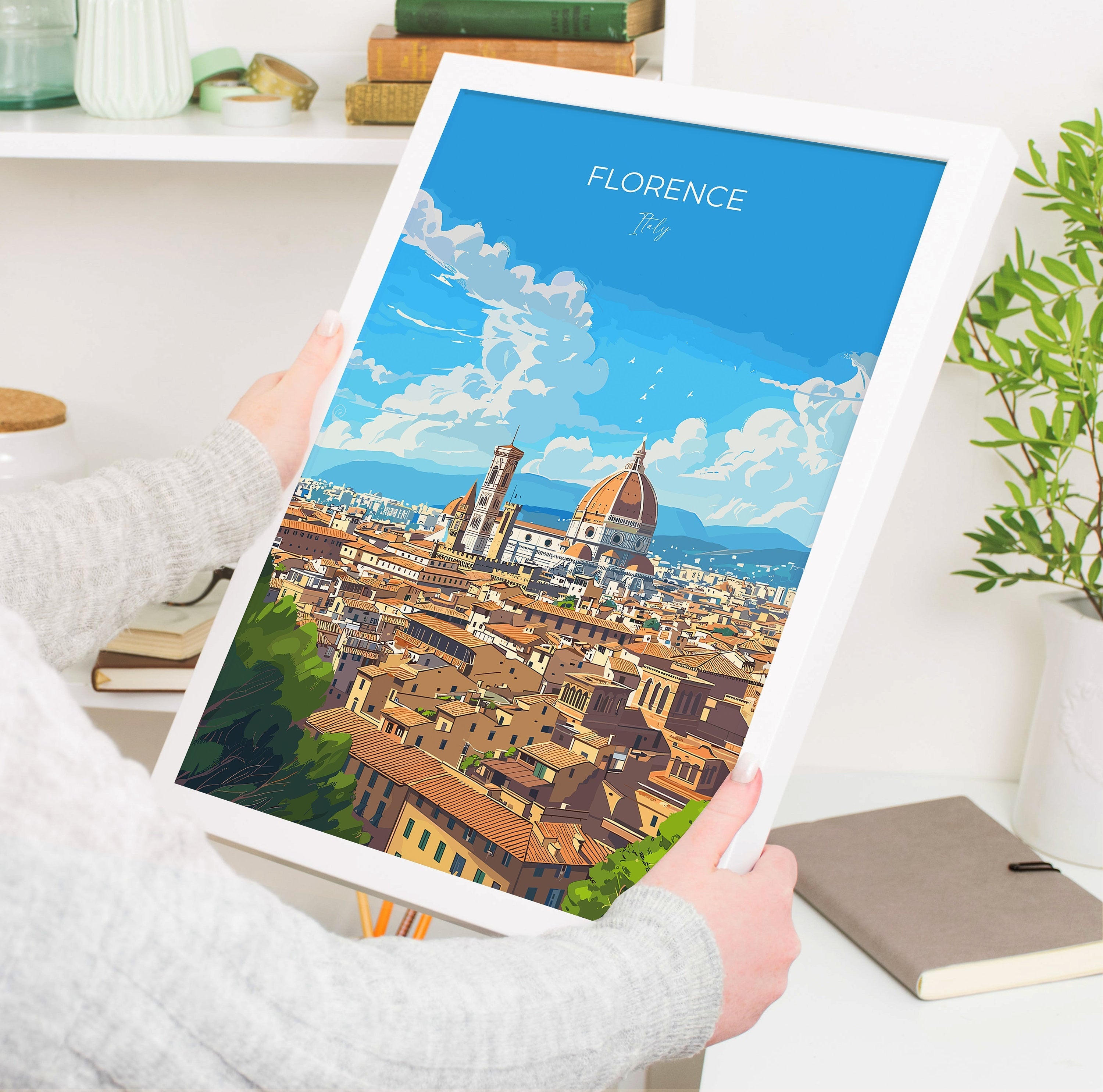 Florence Travel Poster Wall Art, Travel Print of Florence, Florence Art Lovers Gift, Italy, Italy Art Gift NQ Media Designs