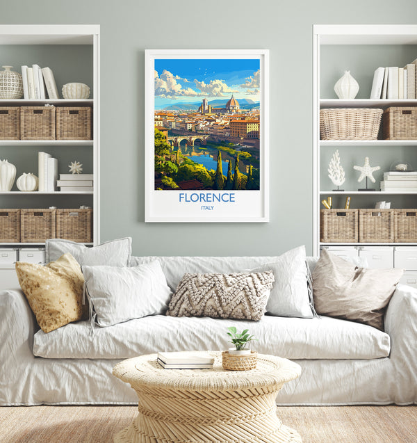 Florence Travel Print Wall Art, Travel Poster of Florence, Florence Art Lovers Gift, Italy, Italy Art Gift