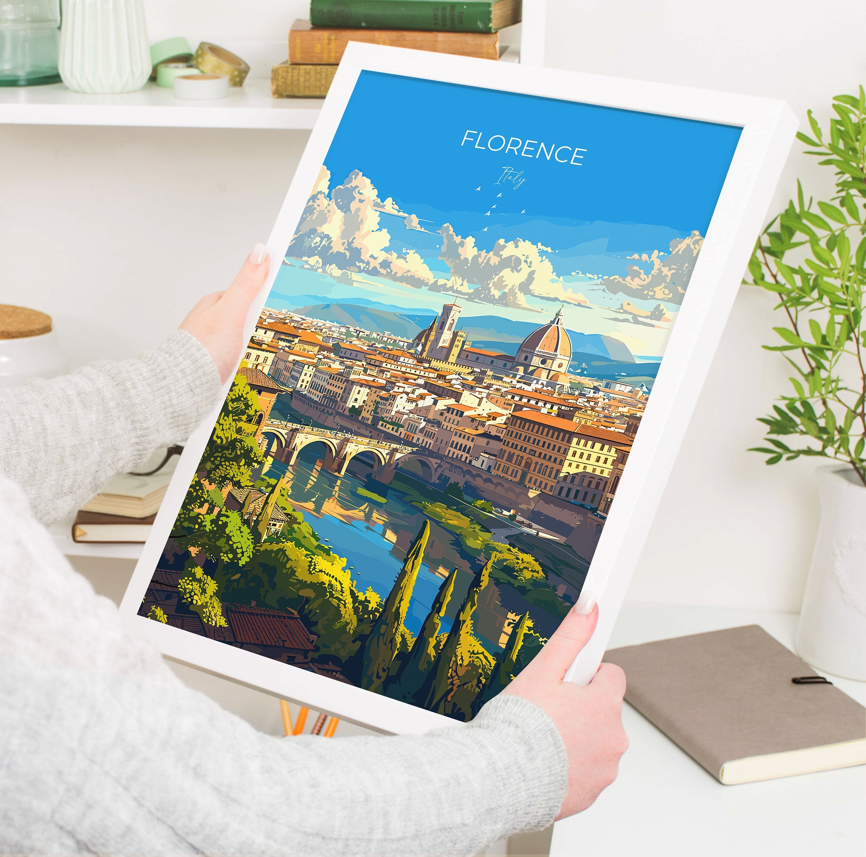 Florence Travel Poster Wall Art, Travel Print of Florence, Florence Art Lovers Gift, Italy, Italy Art Gift NQ Media Designs