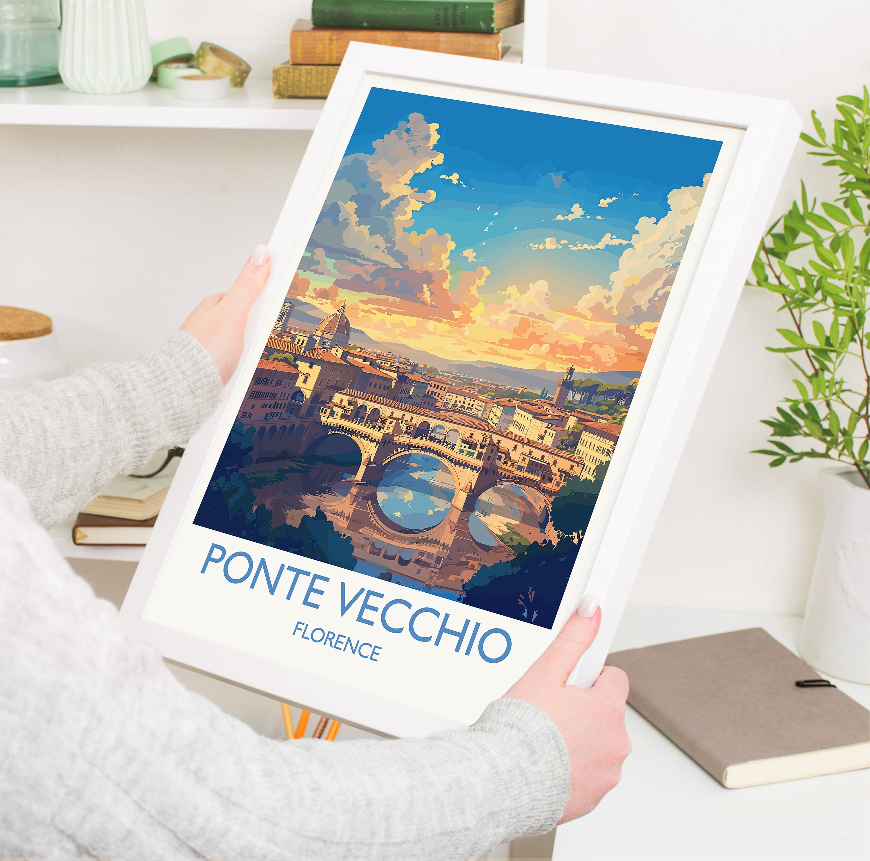 Ponte Vecchio Travel Print Wall Art, Travel Poster of Ponte Vecchio, Florence Art Lovers Gift, Italy, Italy Art Gift NQ Media Designs