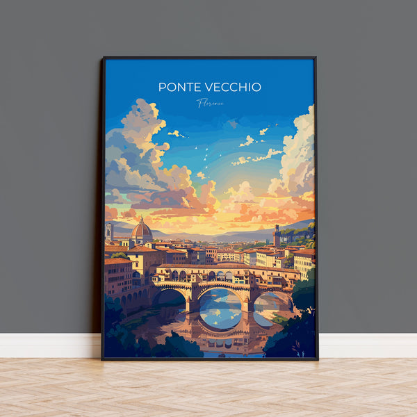Ponte Vecchio Travel Poster Wall Art, Travel Print of Ponte Vecchio, Florence Art Lovers Gift, Italy, Italy Art Gift