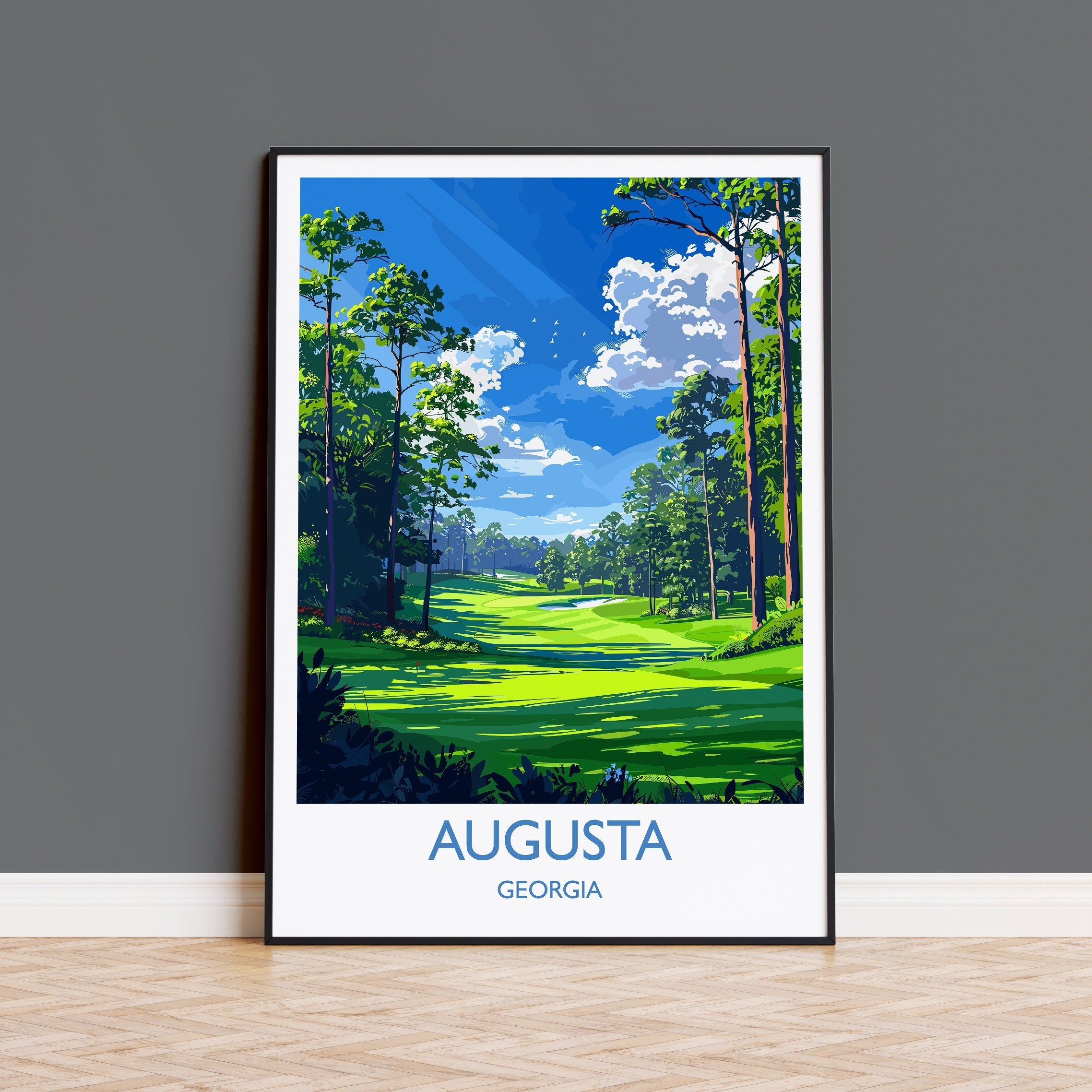 Augusta National Travel Print, Travel Poster of Augusta National Golf Course, Masters Poster, Augusta National Art Lovers Gift, USA Gift NQ Media Designs