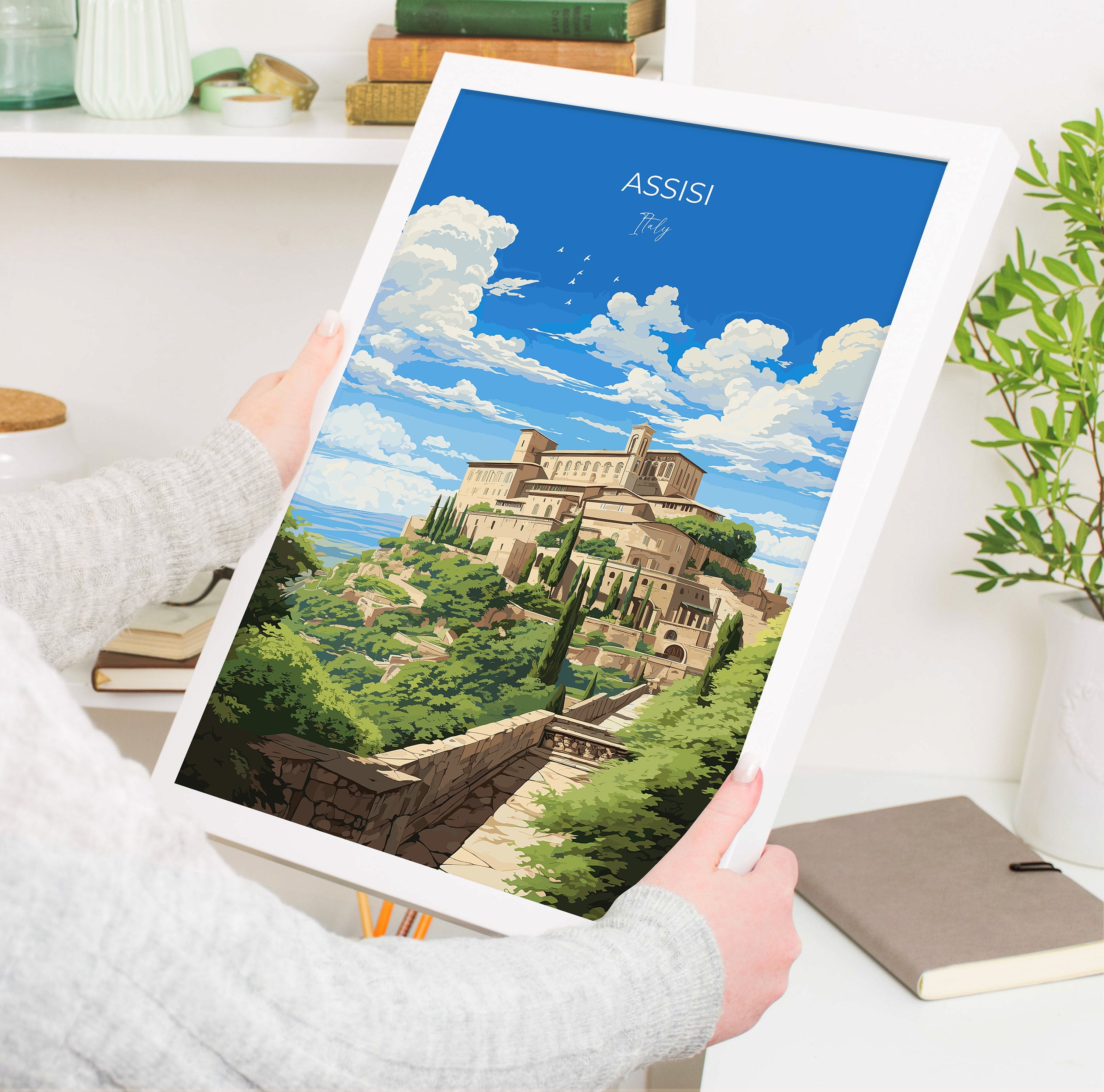 Assisi Travel Print, Travel Poster of Assisi , Italy, AssisiArt Lovers Gift, Wall Art Print NQ Media Designs