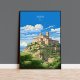 Assisi Travel Print, Travel Poster of Assisi , Italy, AssisiArt Lovers Gift, Wall Art Print NQ Media Designs