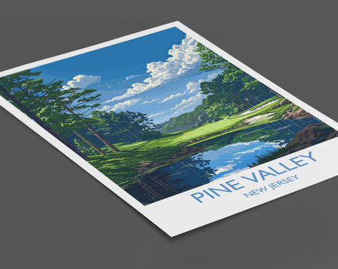 Pine Valley Travel Print, Travel Poster of Pine Valley Golf Course, Pine Valley Art Lovers Gift, New Jersey USA art, Birthday Gift