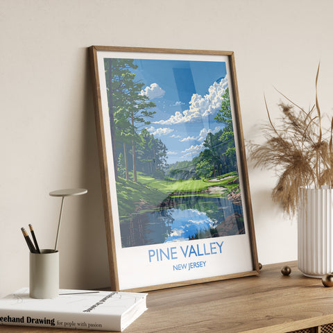 Pine Valley Travel Print, Travel Poster of Pine Valley Golf Course, Pine Valley Art Lovers Gift, New Jersey USA art, Birthday Gift