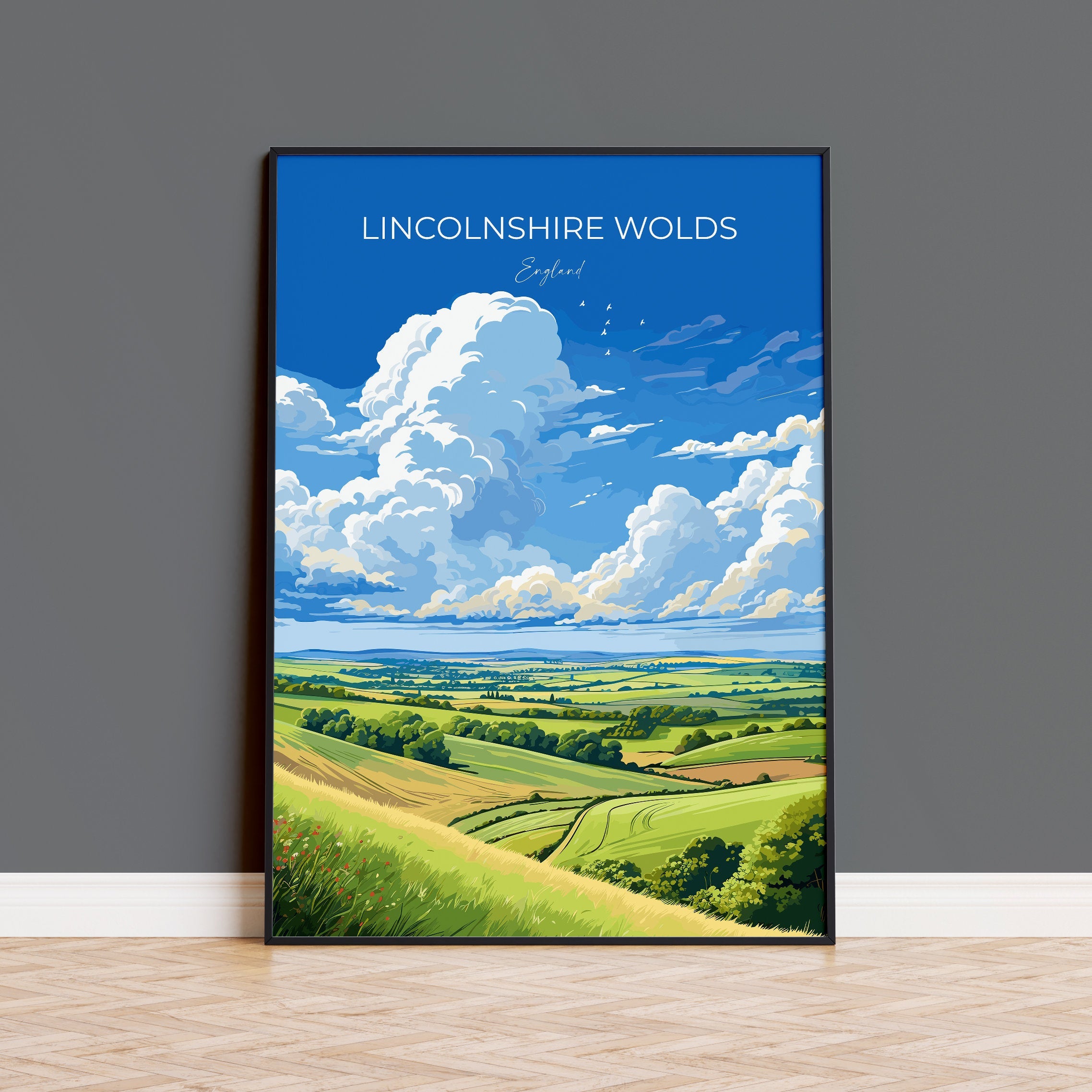 Lincolnshire Wolds Travel Print Wall Art, Travel Poster of Lincolnshire Wolds, England, Lincolnshire Art Lovers Gift, Travel Art Gift NQ Media Designs