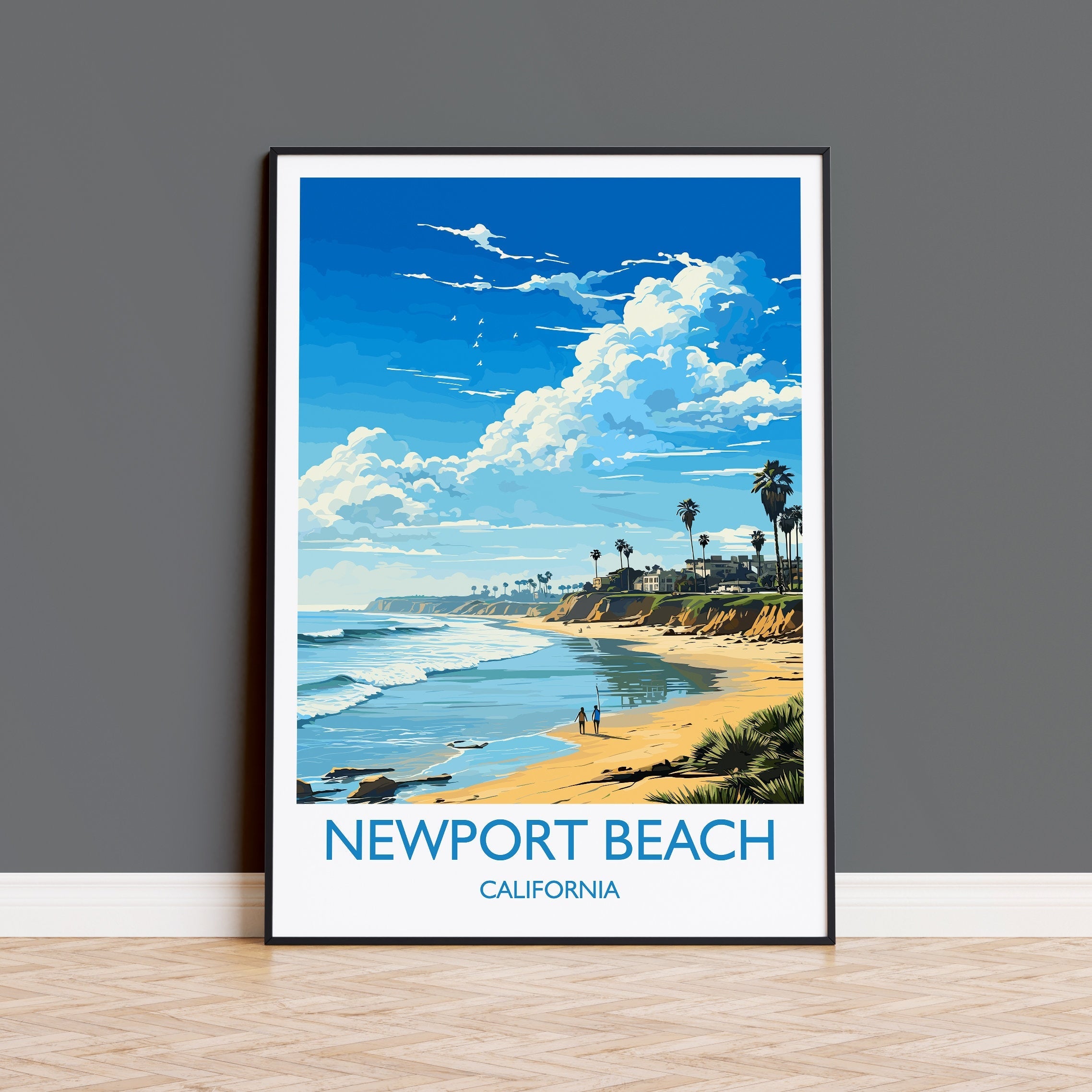 Newport Beach Travel Print, Travel Poster of Newport Beach, California, Newport Beach Art Lovers Gift, USA Gift, Wall Art Print NQ Media Designs