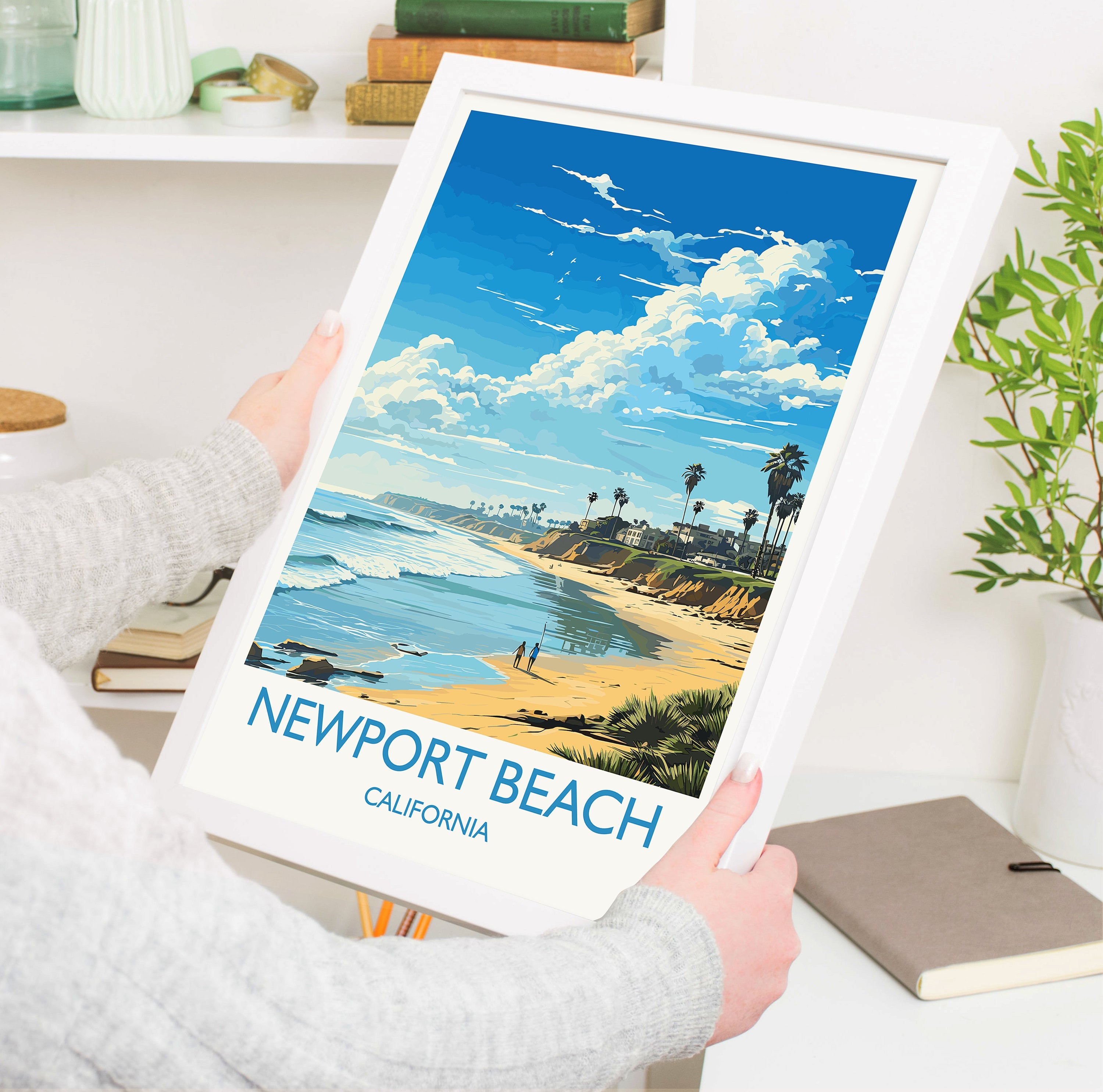 Newport Beach Travel Print, Travel Poster of Newport Beach, California, Newport Beach Art Lovers Gift, USA Gift, Wall Art Print NQ Media Designs