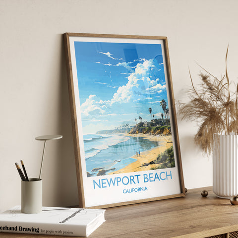 Newport Beach Travel Print, Travel Poster of Newport Beach, California, Newport Beach Art Lovers Gift, USA Gift, Wall Art Print