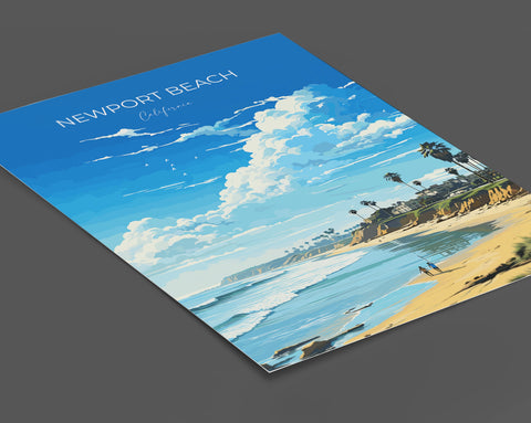 Newport Beach Travel Poster, Travel Print of Newport Beach, California, Newport Beach Art Lovers Gift, USA Gift, Wall Art Print