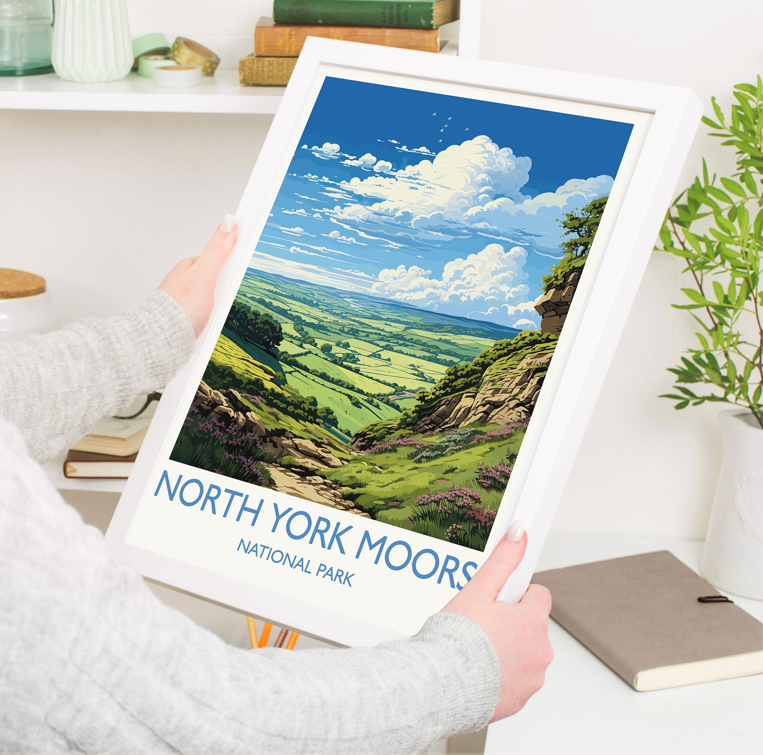 North York Moors Travel Poster Wall Art, Travel Print of North Yorkshire Moors, England, North York Moors Art Lovers Gift, Travel Art Gift NQ Media Designs