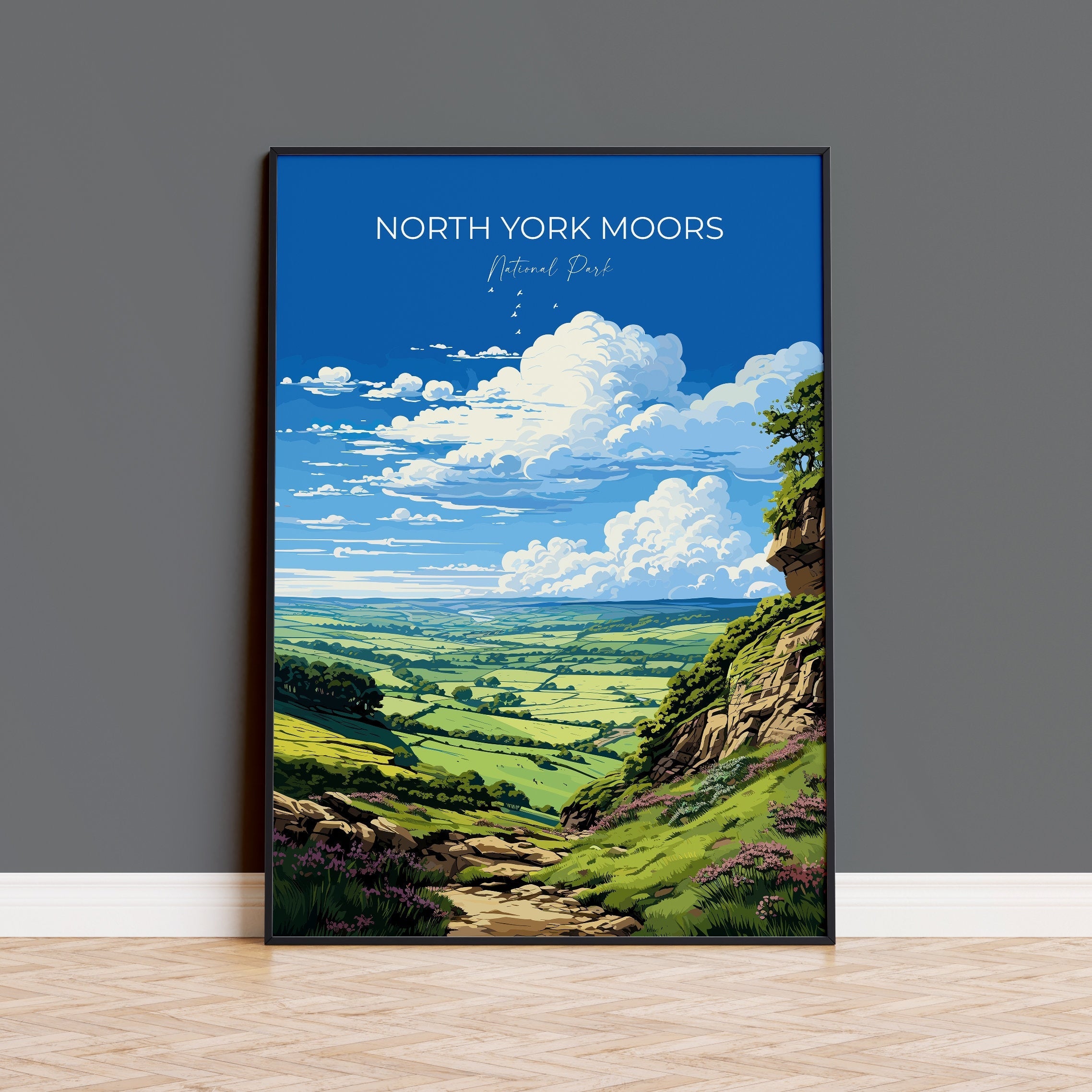 North York Moors Travel Print Wall Art, Travel Poster of North Yorkshire Moors, England, North York Moors Art Lovers Gift, Travel Art Gift NQ Media Designs