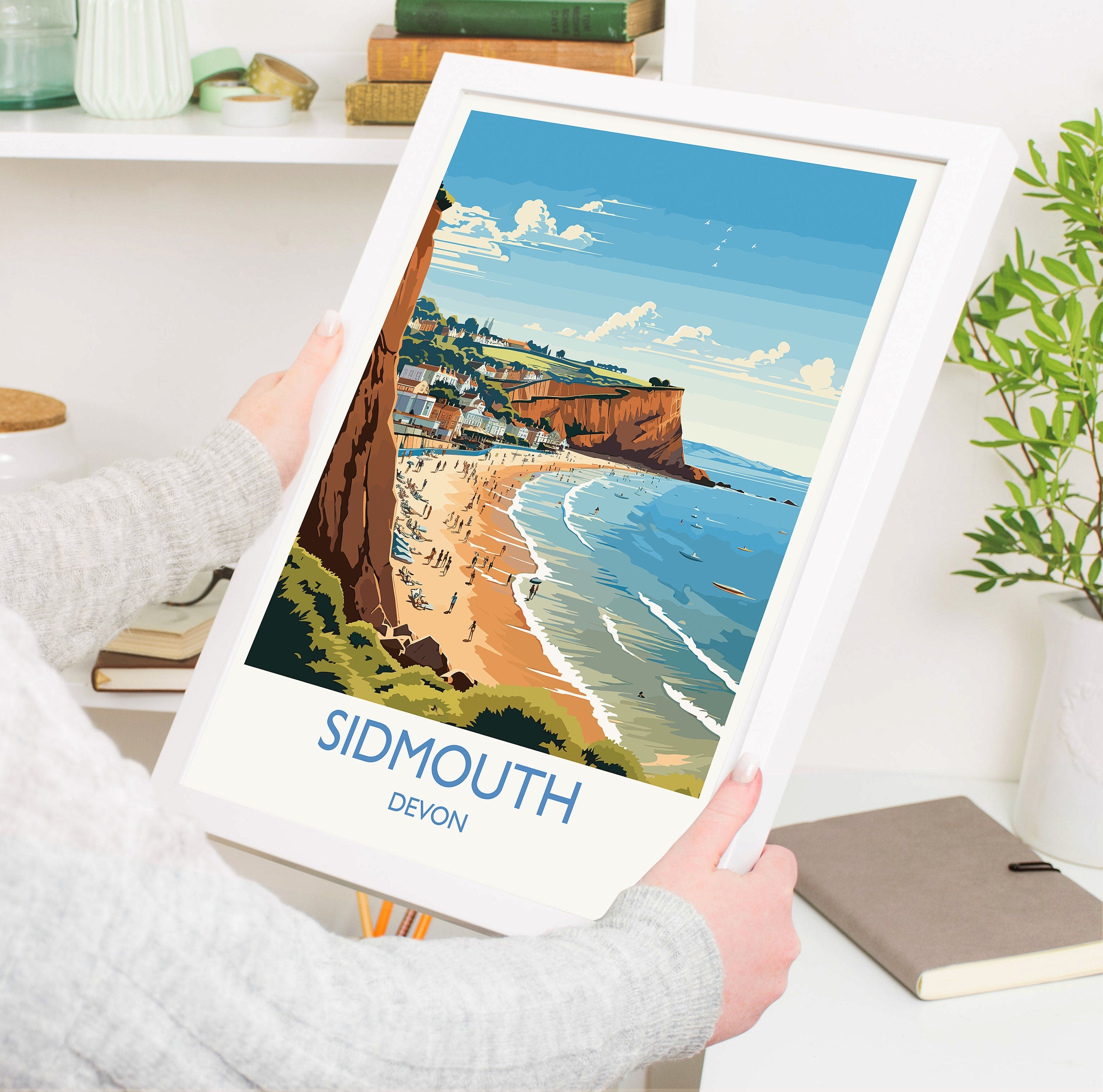 Sidmouth Travel Print, Travel Poster of Sidmouth, England, Devon Art, Sidmouth Art Lovers Gift, Wall Art Print NQ Media Designs
