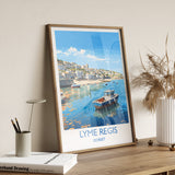Lyme Regis Travel Print, Travel Poster of Lyme Regis, England, Dorset Art, Lyme Regis Art Lovers Gift, Wall Art Print NQ Media Designs