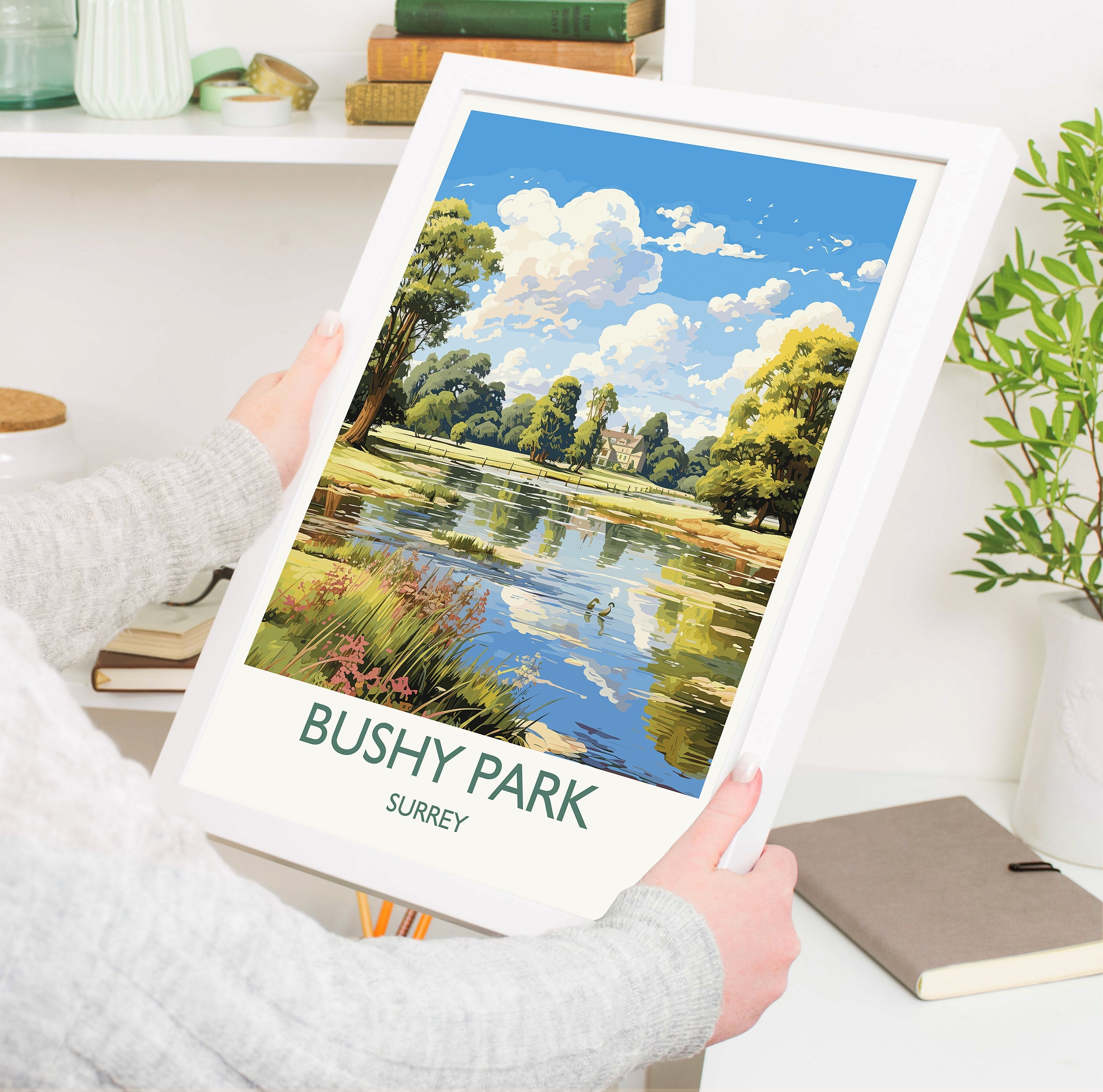 Bushy Park Travel Print, Travel Poster of Bushy Park, Surrey, London,England, London Art Lovers Gift, Wall Art Print NQ Media Designs