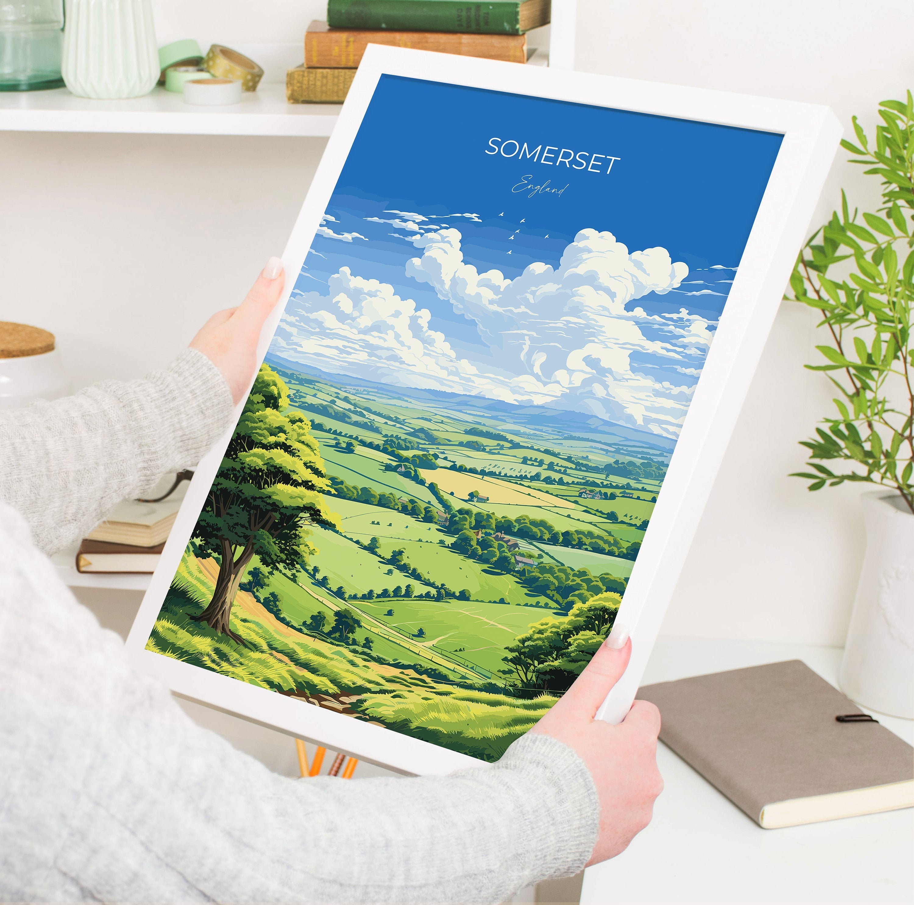 Somerset Travel Poster Wall Art, Travel Print of Somerset, England, Somerset Art Lovers Gift, Somerset Gift NQ Media Designs