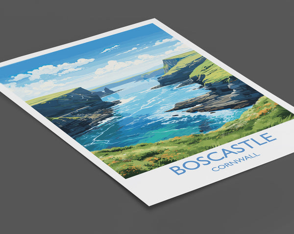 Boscastle Travel Print, Travel Poster of Boscastle, England, Cornwall Art, Boscastle Art Lovers Gift, Wall Art Print