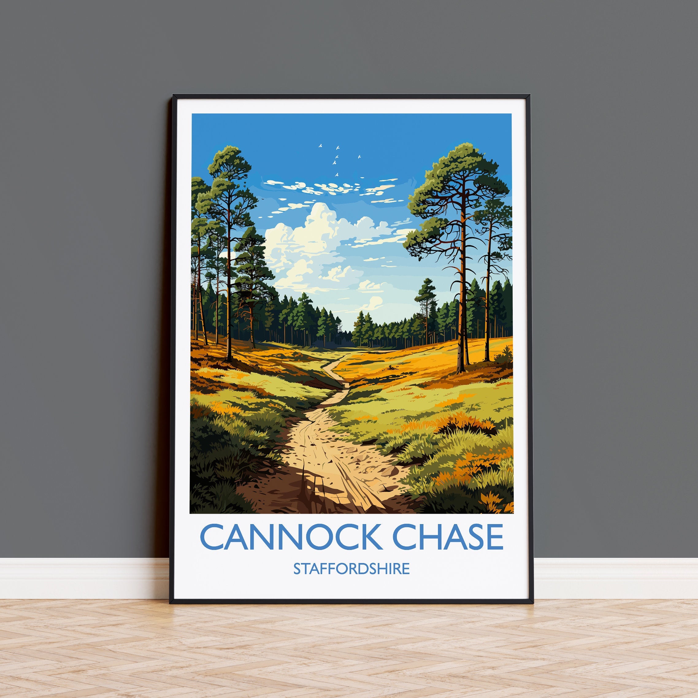 Cannock Chase Travel Print, Travel Poster of Cannock Chase, England, Staffordshire Art, Cannock Chase Art Lovers Gift, Wall Art Print NQ Media Designs