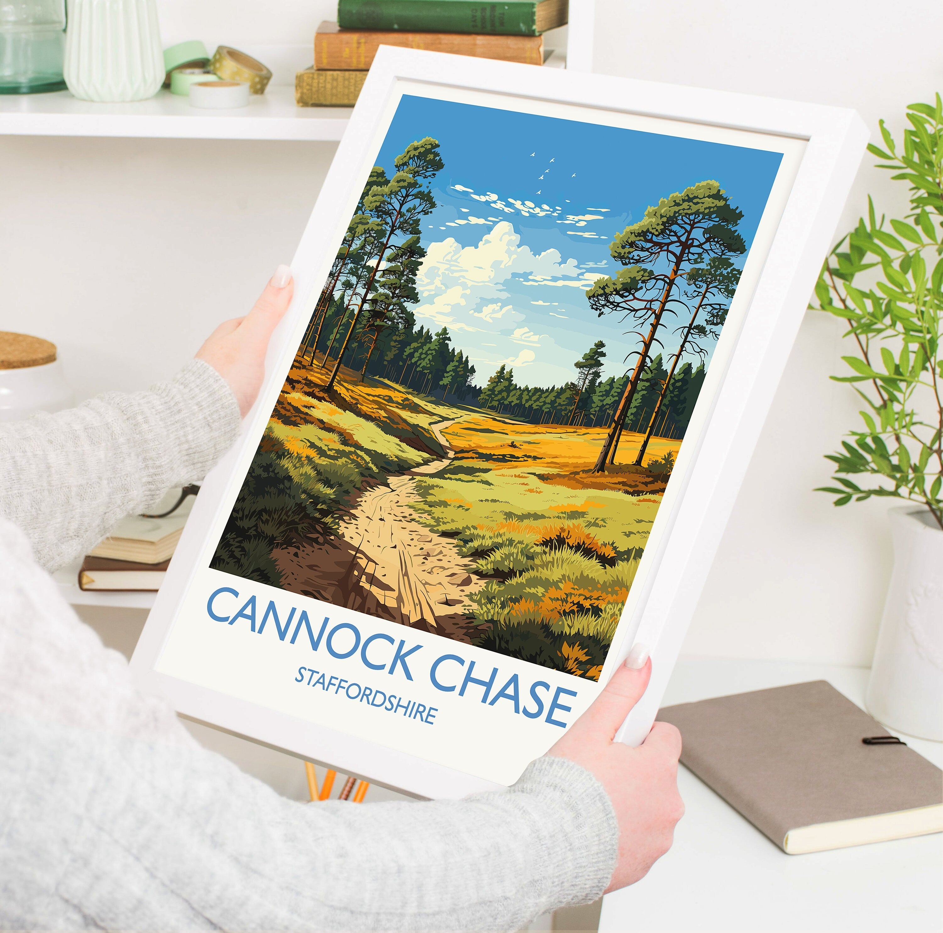 Cannock Chase Travel Print, Travel Poster of Cannock Chase, England, Staffordshire Art, Cannock Chase Art Lovers Gift, Wall Art Print NQ Media Designs