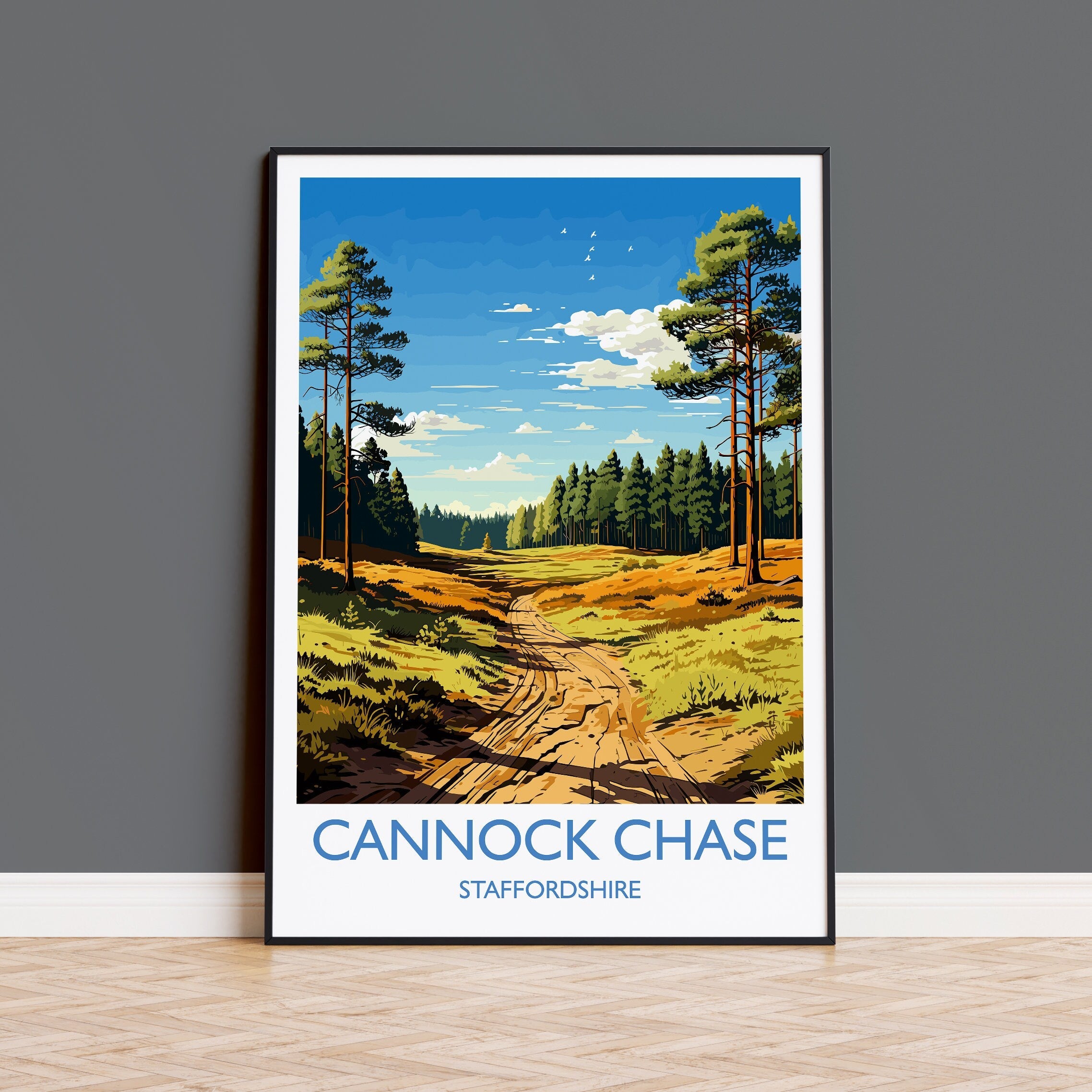 Cannock Chase Travel Poster, Travel Print of Cannock Chase, England, Staffordshire Art, Cannock Chase Art Lovers Gift, Wall Art Print NQ Media Designs