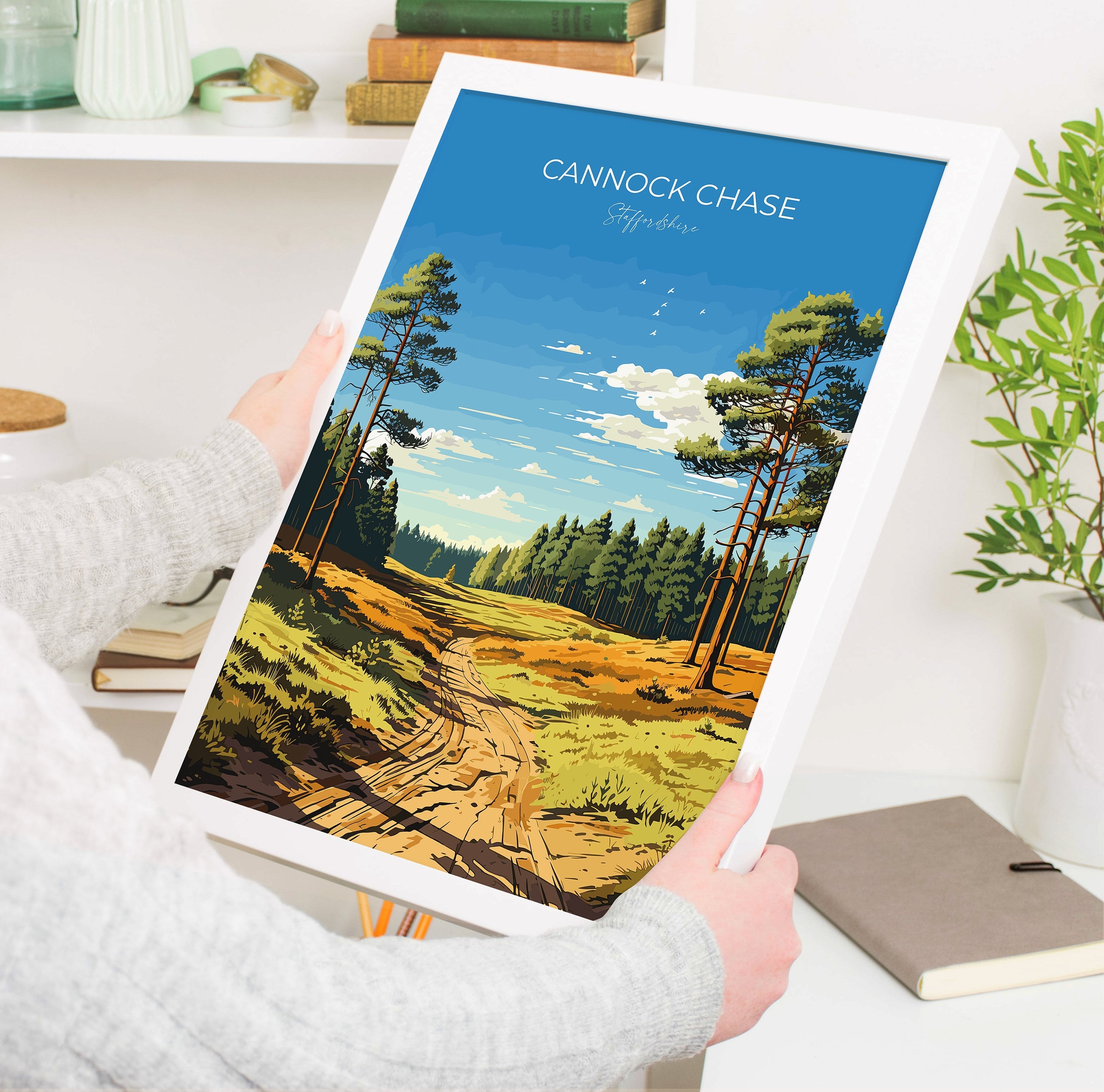 Cannock Chase Travel Poster, Travel Print of Cannock Chase, England, Staffordshire Art, Cannock Chase Art Lovers Gift, Wall Art Print NQ Media Designs