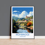 Ironbridge Travel Print, Travel Poster of Ironbridge, England, Shropshire Art, Ironbridge Art Lovers Gift, Wall Art Print NQ Media Designs