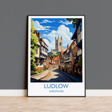 Ludlow Travel Print, Travel Poster of Ludlow, England, Shropshire Art, Ludlow Art Lovers Gift, Wall Art Print NQ Media Designs