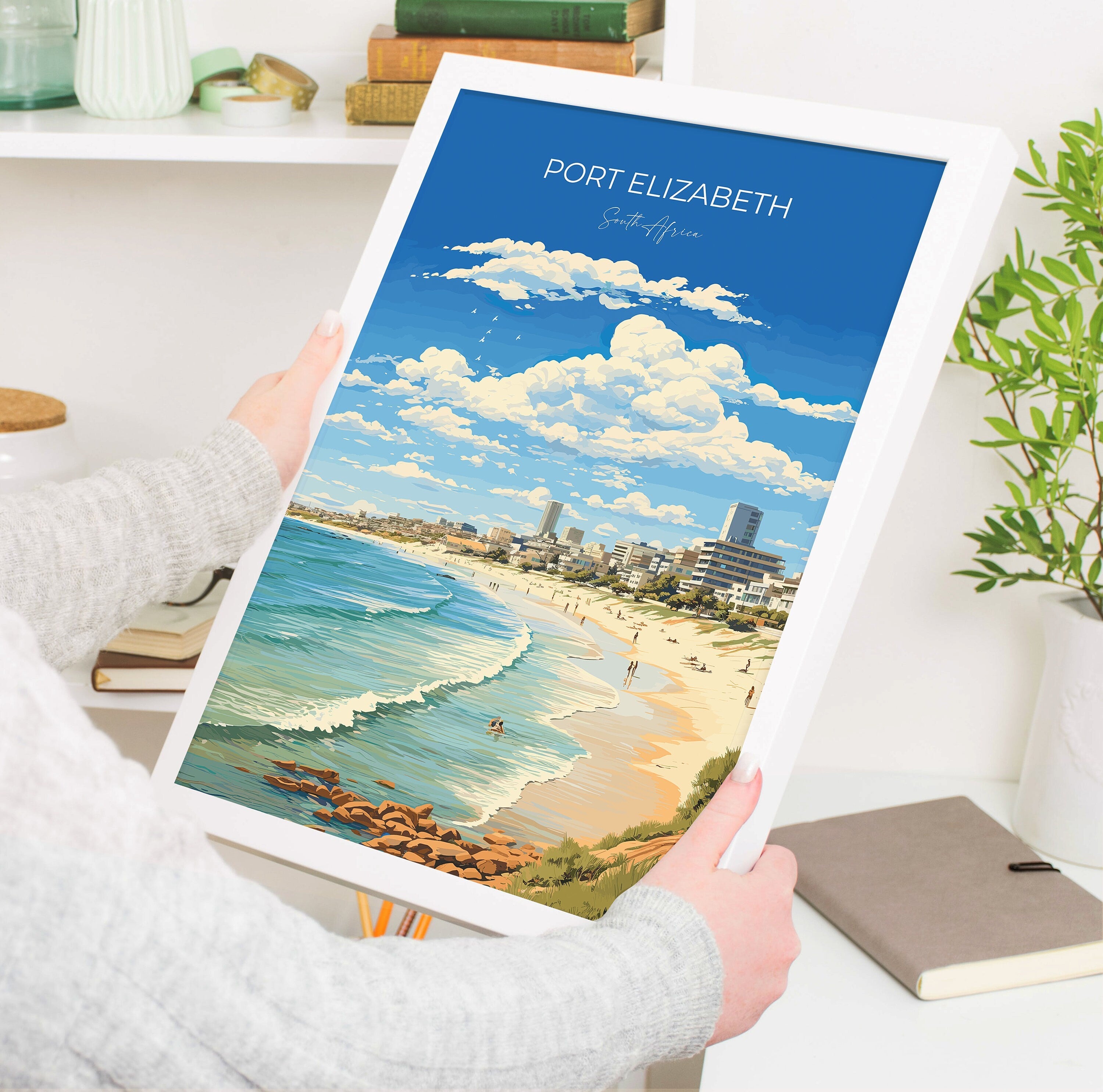 Port Elizabeth Travel Poster, Travel Print of Port Elizabeth, Port Elizabeth Art Lovers Gift, South Africa Gift, Wall Art Print NQ Media Designs