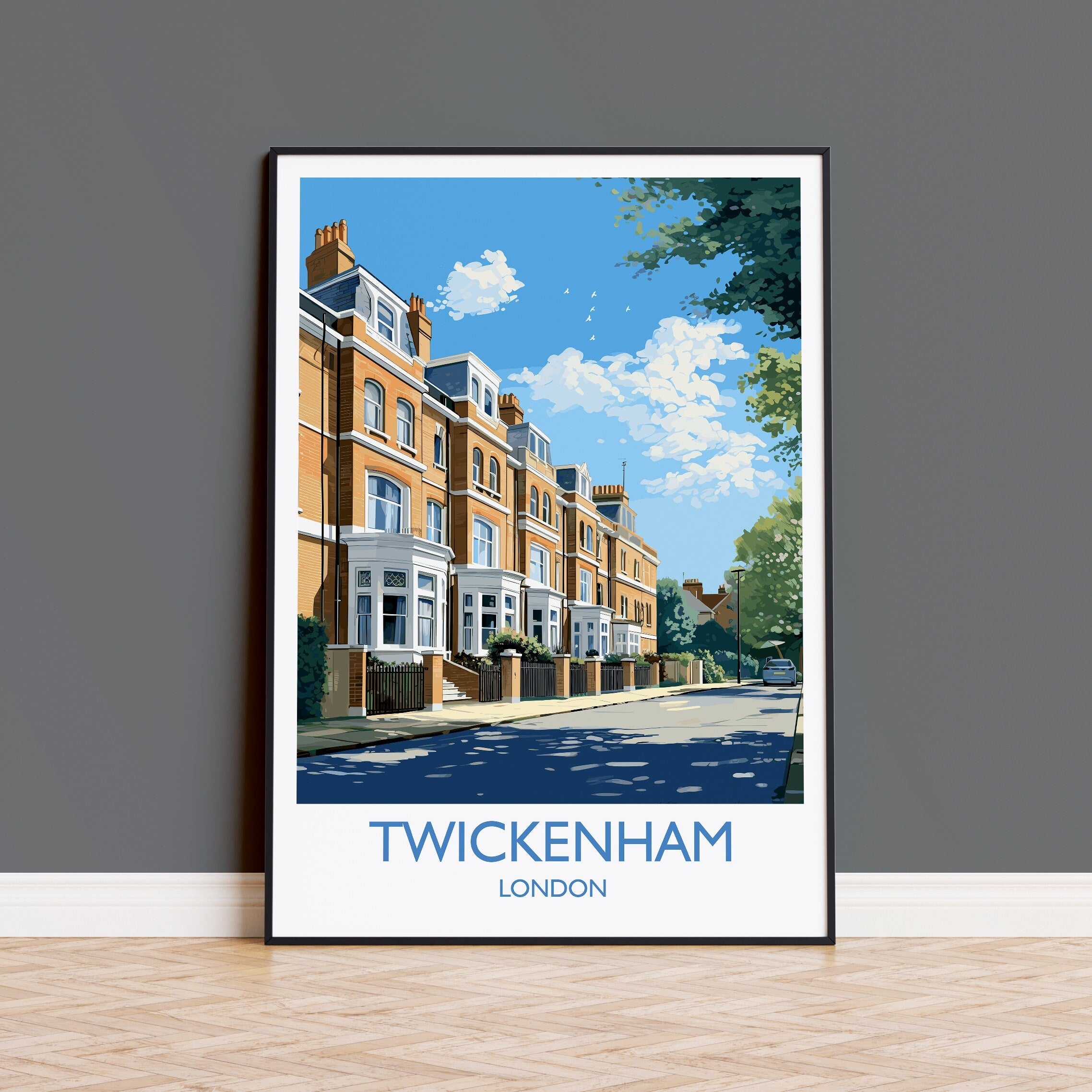 Twickenham Travel Print, Travel Poster of Twickenham, London,England, London Art Lovers Gift, Wall Art Print NQ Media Designs