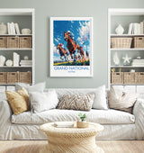 Grand National Travel Poster Wall Art, Travel Print of Aintree, Merseyside, England, Grand National Horse Race Art Gift, England Art Gift NQ Media Designs