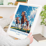 Grand National Travel Poster Wall Art, Travel Print of Aintree, Merseyside, England, Grand National Horse Race Art Gift, England Art Gift NQ Media Designs