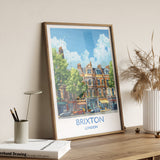 Brixton Travel Print, Travel Poster of Brixton, London Poster, Brixton Art Gift, London Art Lovers UK Travel Gift NQ Media Designs