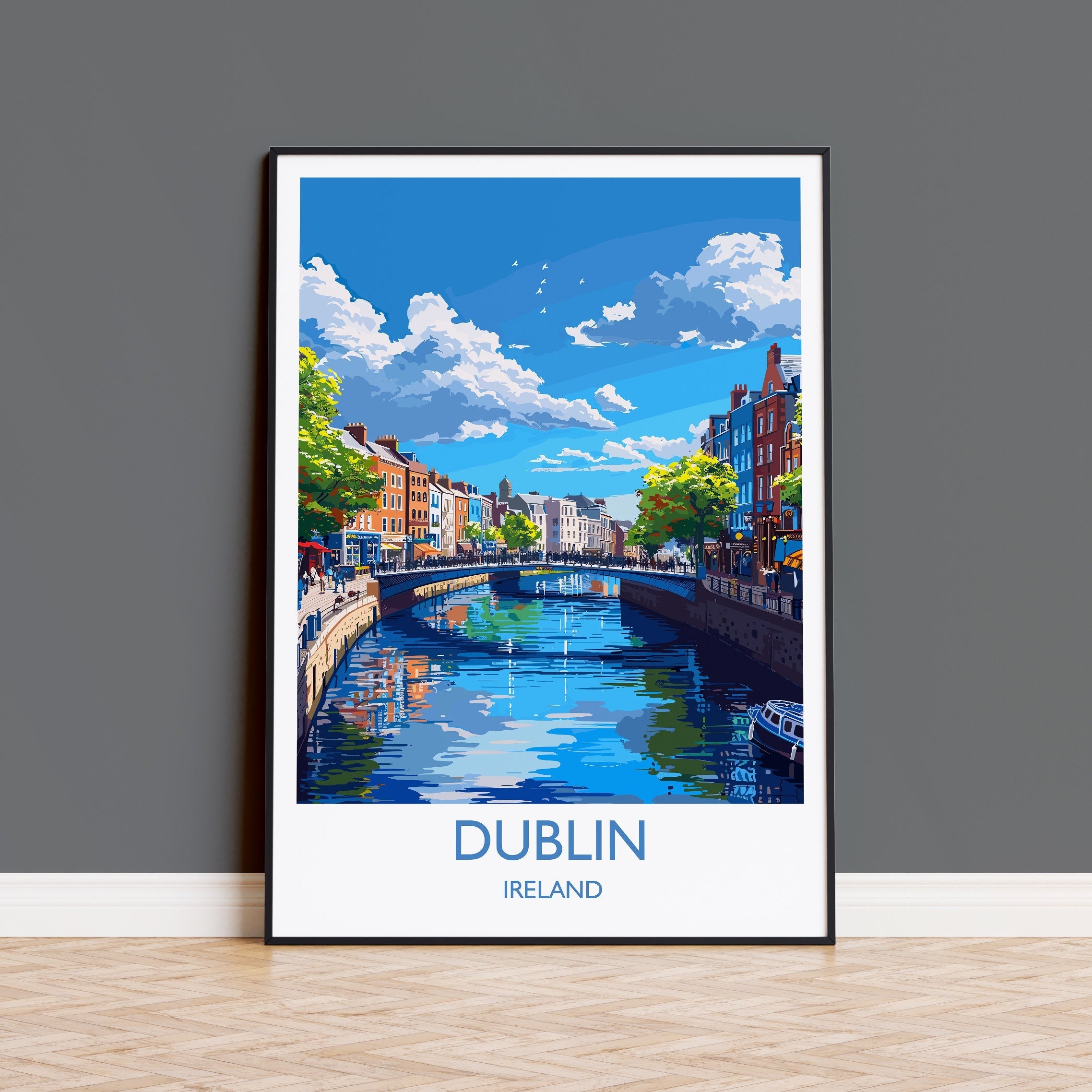 Dublin Poster Wall Art, Travel Print of Dublin, Ireland, Dublin Art Lovers Gift, Travel Wall Decor Gift NQ Media Designs