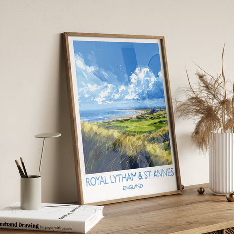 Royal Lytham & St Annes Travel Print, Travel Poster of Royal Lytham Golf Course, Royal Lytham Art Lovers Gift, Birthday Gift