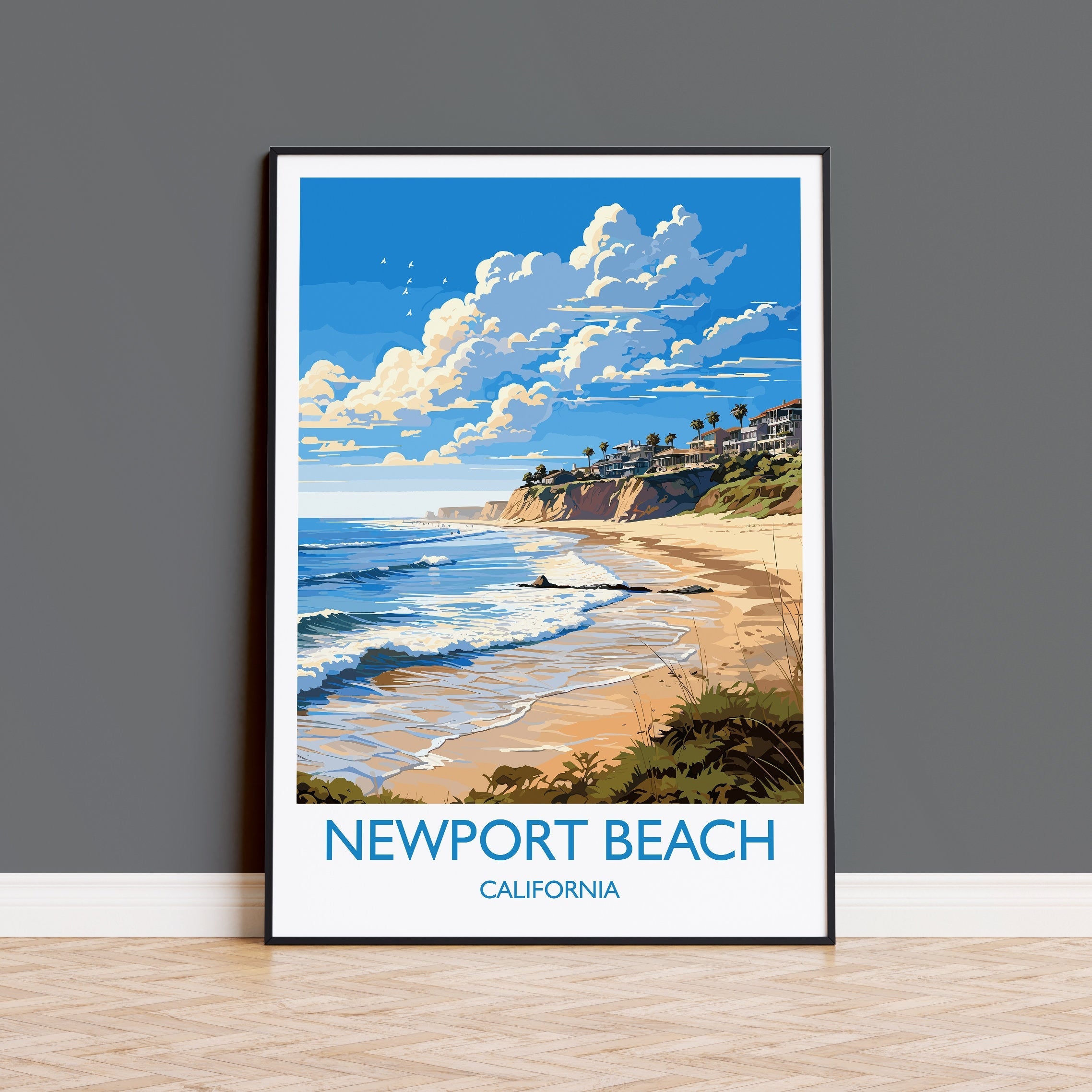 Newport Beach Travel Print, Travel Poster of Newport Beach, California, Newport Beach Art Lovers Gift, USA Gift, Wall Art Print NQ Media Designs