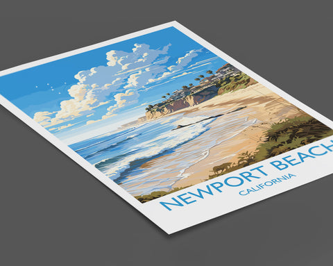 Newport Beach Travel Print, Travel Poster of Newport Beach, California, Newport Beach Art Lovers Gift, USA Gift, Wall Art Print