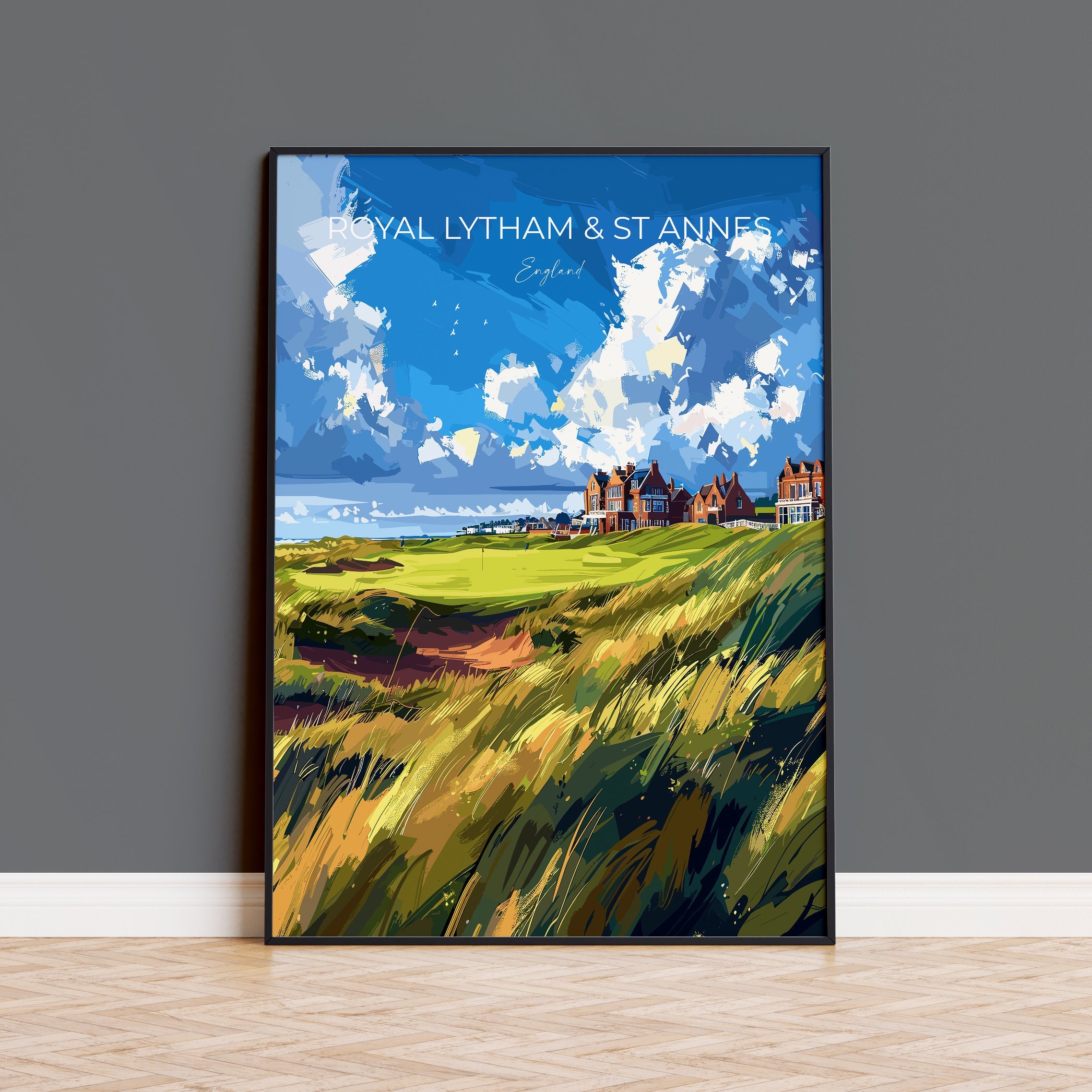 Royal Lytham & St Annes Travel Poster, Travel Print of Royal Lytham Golf Course, Royal Lytham Art Lovers Gift, Birthday Gift NQ Media Designs
