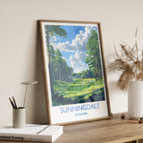 Sunningdale Travel Print, Travel Poster of Sunningdale Golf Course, Sunningdale Art Lovers Gift, Berkshire, Birthday Gift NQ Media Designs