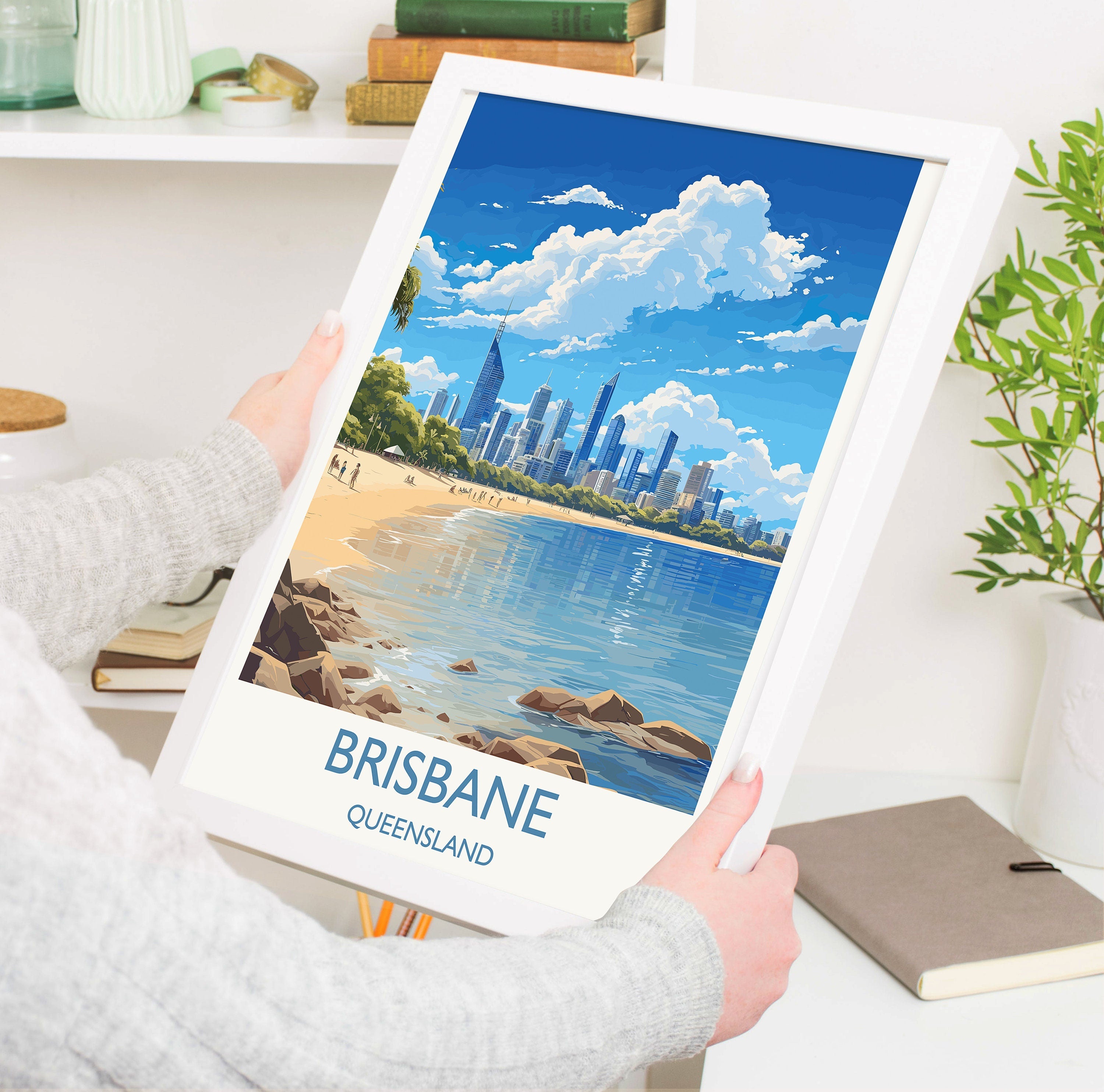 Brisbane Travel Print, Travel Poster of Brisbane , Queensland Art, Australia Art Lovers Gift, Brisbane Wall Art NQ Media Designs
