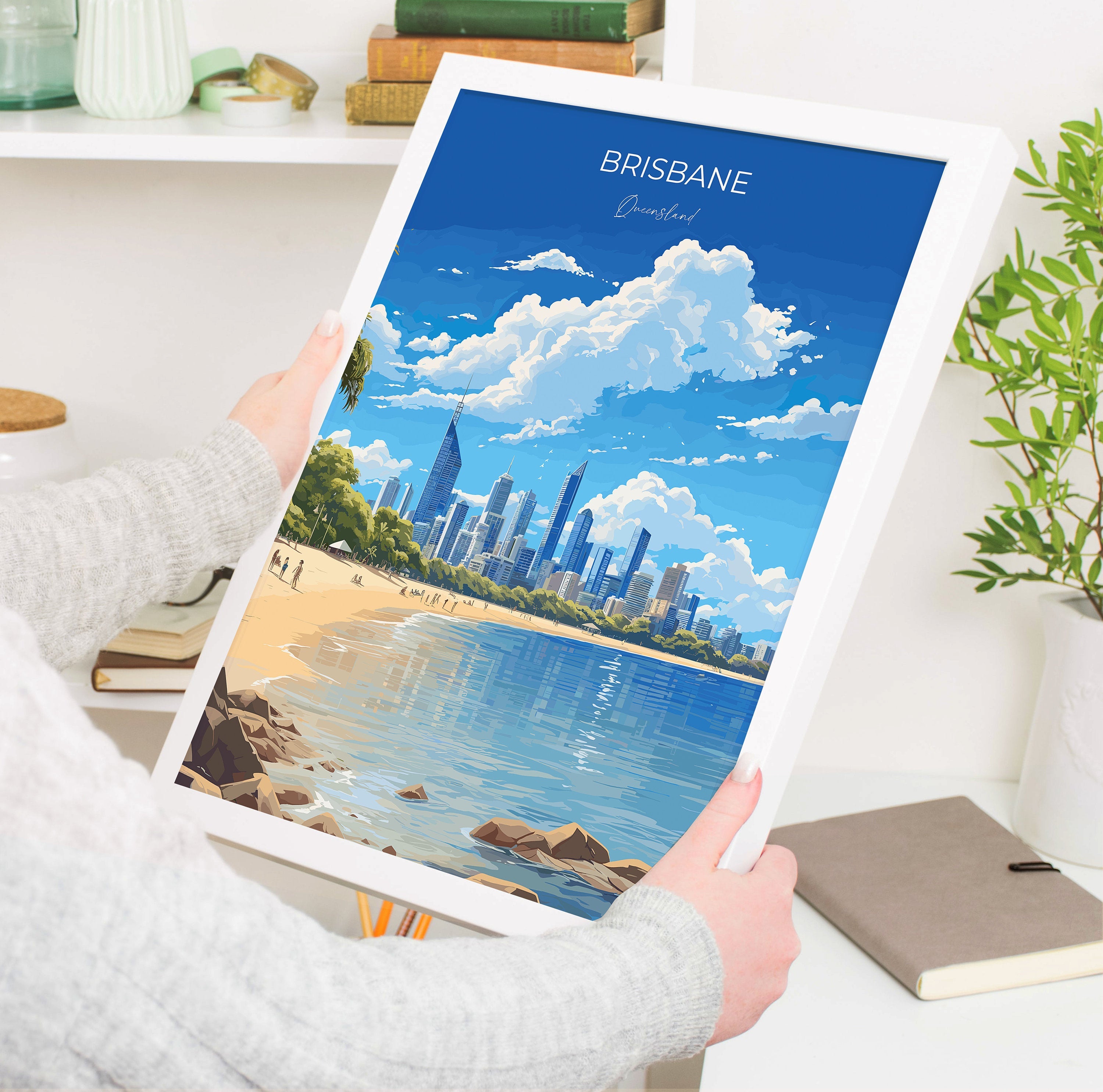 Brisbane Travel Poster, Travel Print of Brisbane , Queensland Art, Australia Art Lovers Gift, Brisbane Wall Art NQ Media Designs