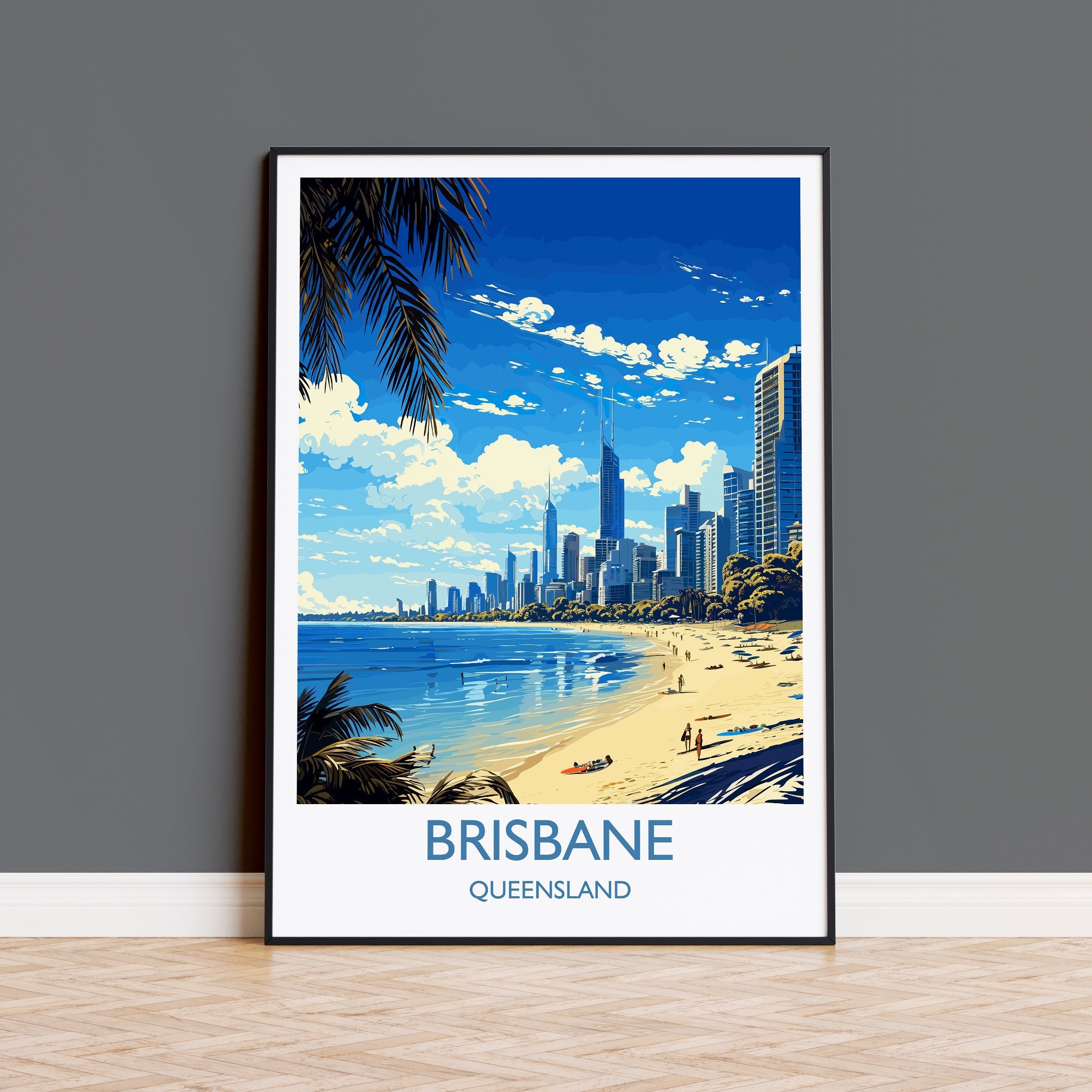Brisbane Travel Print, Travel Poster of Brisbane, Queensland Art, Australia Art Lovers Gift, Brisbane Wall Art NQ Media Designs